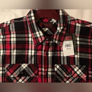 Five Brother Men's Red Plaid Heavy Weight Workwear Button Up Flannel Size 2XL